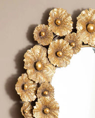 Flower Designed Metallic Wall Mirror - All India Decor