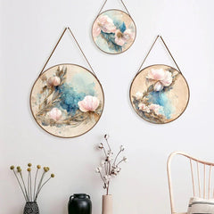 Floral Splash Round Framed Wall Art Set of 3 - All India Decor