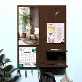 Beautiful (7 In One)' Wooden Wall Organiser With Mirror, Key hangers, Coat Hangers, Pin Board, Clock, Calendar - All India Decor