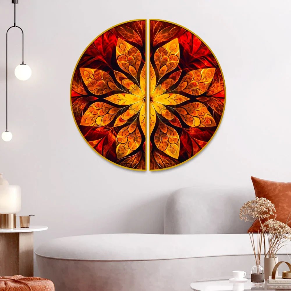 Royal Golden Leaf Semi Circle Wall Paintings & Art - All India Decor