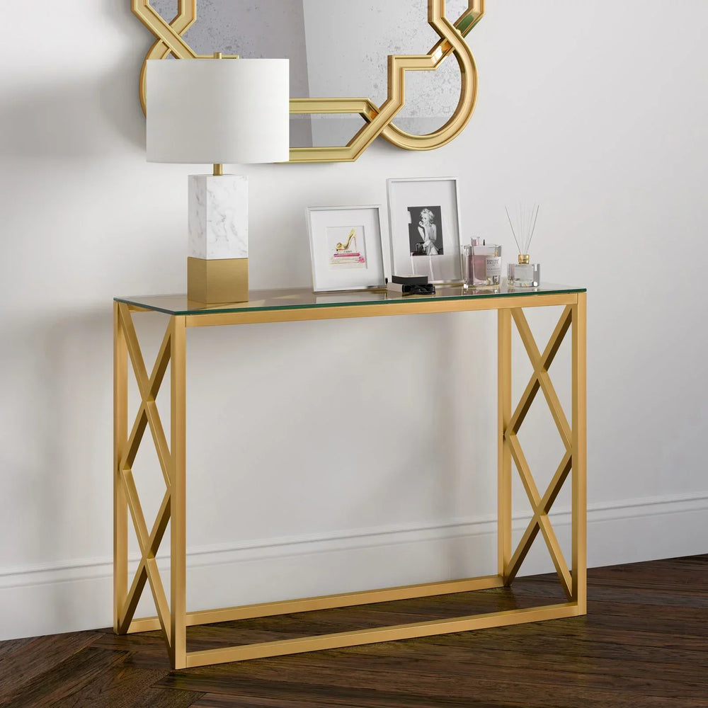 Zig Zag Design Console Table With Glass Top - All India Decor
