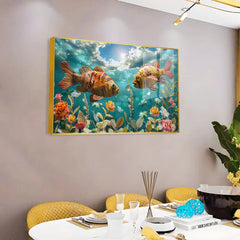Auspicious Vibrant Fish Acrylic Wall Art - All India Decor