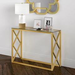 Zig Zag Design Console Table With Glass Top - All India Decor