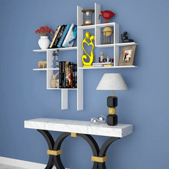 Beautiful Modern Design Wood Wall Shelf / Book Shelf, White Color - All India Decor