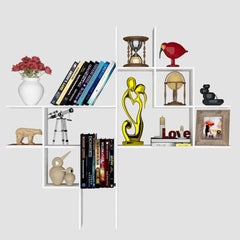 Beautiful Modern Design Wood Wall Shelf / Book Shelf, White Color - All India Decor