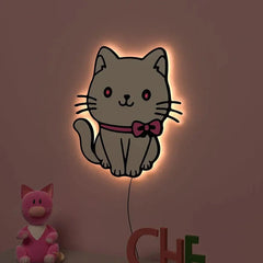 Cute Kitten Backlit Wooden Wall Décor - All India Decor