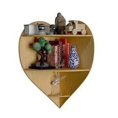 Heart Shape Wood Corner Wall Shelf / Book Shelf,Oak Finish - All India Decor