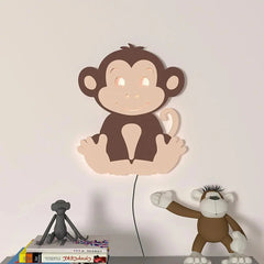 Cheerful Monkey Baby Backlit Wooden Wall Décor - All India Decor