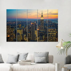 New York Downtown Split Wall Art Set of 5 - All India Decor
