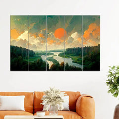 Glorious Morning Split Wall Art Set of 5 - All India Decor