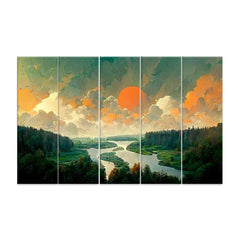 Glorious Morning Split Wall Art Set of 5 - All India Decor
