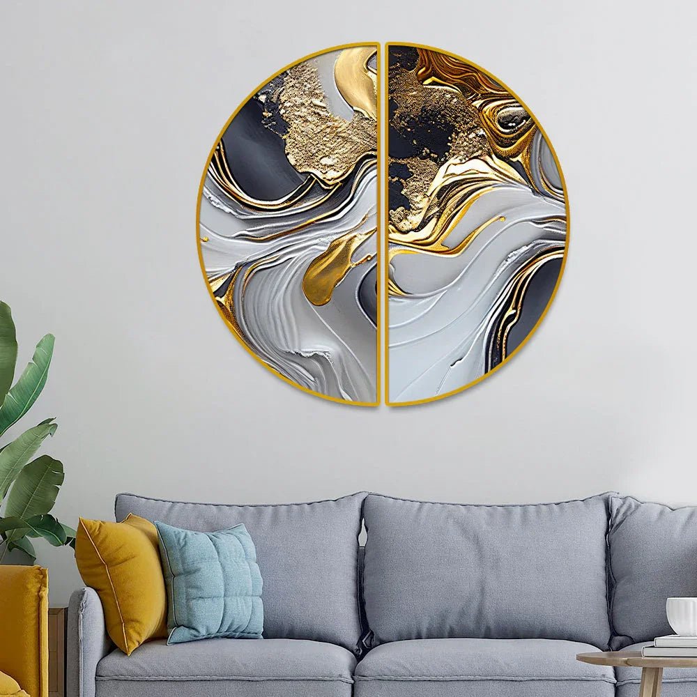 Abstract Texture Background Fluid Art Black White And Gold Paint Splatter Blending Paint Generative Effect - All India Decor