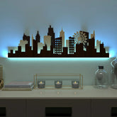 London City Backlit Wall Art / Night Light, Walnut or Oak Finish - All India Decor