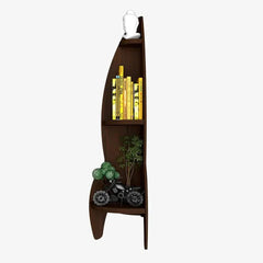 Rocket Shape Wood Corner Wall Shelf / Book Shelf,Walnut Finish - All India Decor