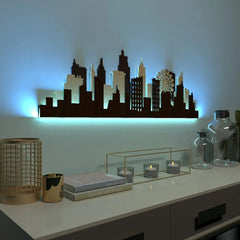 London City Backlit Wall Art / Night Light, Walnut or Oak Finish - All India Decor