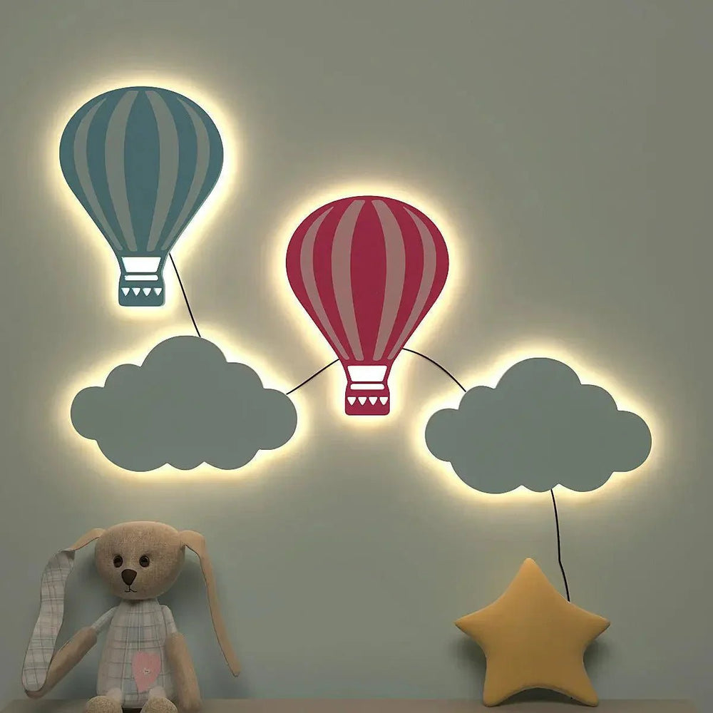 Pastel Hot Air Balloon Backlit Wooden Wall Décor - All India Decor