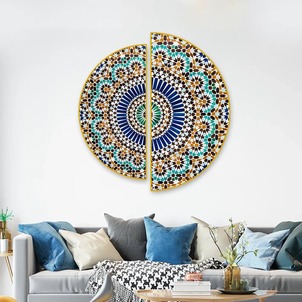 Intricate Traditional Pattern Semi Circle Frames Set Of 2 - All India Decor