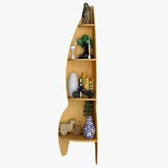 Rocket Shape Wood Corner Wall Shelf Large Size/ Book Shelf,Oak Finish - All India Decor