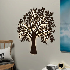 Glowing Tree Backlit wall Art / Night Light, Walnut Finish - All India Decor