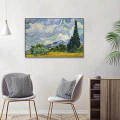 Wheat Field with Cypresses Framed Wall Art - All India Decor