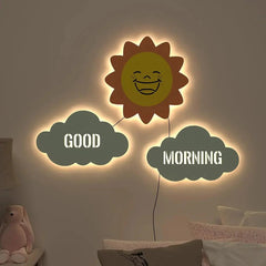 Good Morning Sun Backlit Wooden Wall Décor - All India Decor