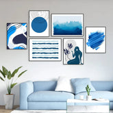 Shades Of Blue Abstract Frames Set Of 6 - All India Decor