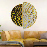 Abstract Golden Plates Semi Circle Canvas Wall Paintings & Arts - All India Decor