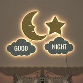 Good Night Moon & Star Backlit Wooden Wall Décor - All India Decor