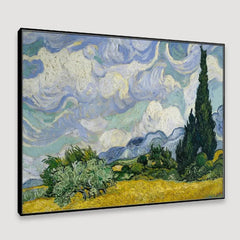 Wheat Field with Cypresses Framed Wall Art - All India Decor