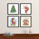 Christmas Holiday Framed Wall Art Set of 4 - All India Decor