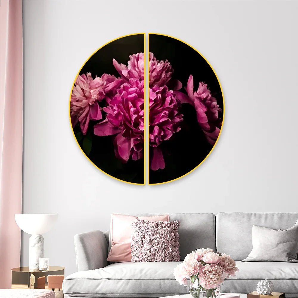Dreamy Magenta Flora Semi Circle Frames Set Of 2 - All India Decor