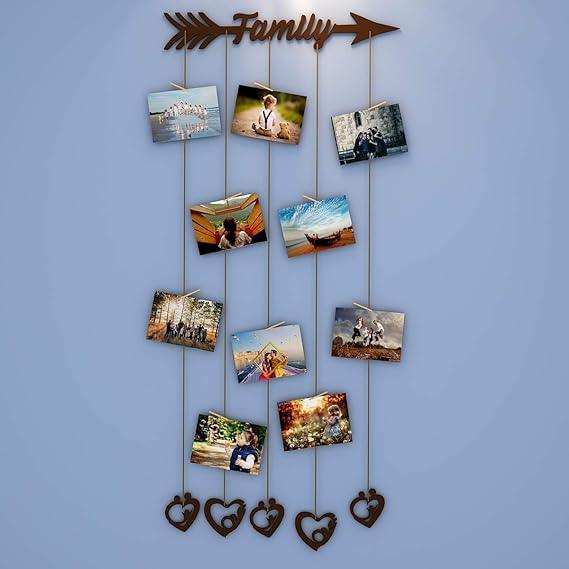 Family' Wood Photo Frame with Clips Size: 26 Inch(Width) X 54 Inch(Height). - All India Decor