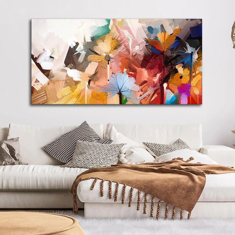 Abstract Colorful Floral Flower art Canvas Wall Painting - All India Decor