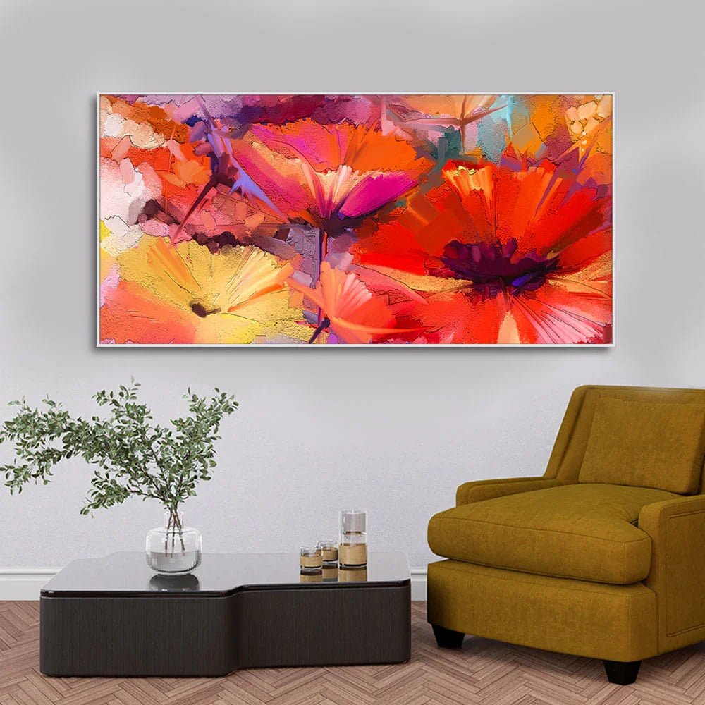 Abstract Colorful Composition of Vibrant Spring Floral Canvas Wall Painting - All India Decor
