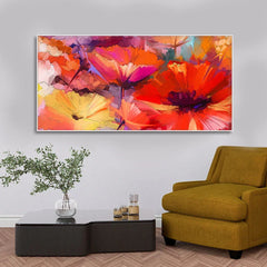 Abstract Colorful Composition of Vibrant Spring Floral Canvas Wall Painting - All India Decor