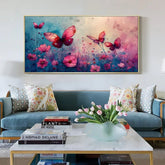 Original Colorful Flower Painting on Canvas, Large Abstract Purple Floral Wall Art Custom Painting Minimalist Living Room Home Decor Art Online - All India Decor