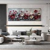 Large Abstract Flower Landscape Painting on Canvas Wall Art, Texture Wall Art,original Red Floral Wall Art Modern Wall Decor for Bedroom Online - All India Decor