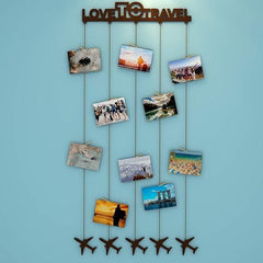 Love to Travel Wood Photo Frame with Clips Size: 27 Inch(Width) X 56 Inch(Height). - All India Decor