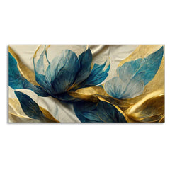 Beautiful Golden Flower and Waves Canvas Wall Painting - All India Decor