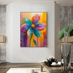 Original Butterfly and Flower Painting on Canvas, Large Abstract Minimalist Red Floral Landscapes Wall Art Modern Living Room Home Decor Online - All India Decor