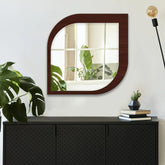 Beautiful Leaf Shape Design Decorative Wooden Wall Mirror - All India Decor