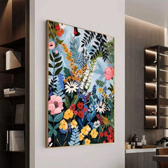 Original Blossom Tree Painting on Canvas, Large Abstract 3D Textured Blue Floral Wall Art Custom Modern Fashion Living Room Home Decor Online - All India Decor