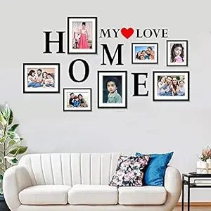 My Love Home Wooden hangings with Picture Photo Frame Collage Set of 7|????? ????? - All India Decor