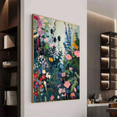 Large Colorful Flower Painting on Canvas, Canvas Wall Art, Abstract Blossom Floral Art, Original Minimalist Living Room Home Decor Gift Online - All India Decor