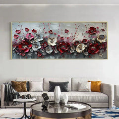 Large Abstract Flower Landscape Painting on Canvas Wall Art, Texture Wall Art,original Red Floral Wall Art Modern Wall Decor for Bedroom Online - All India Decor