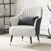 Grey White Havya Faux Leather Arm Chair - All India Decor