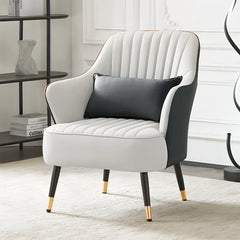 Grey White Havya Faux Leather Arm Chair - All India Decor