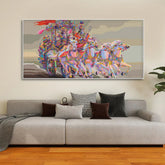 Krishna and Arjuna at Battlefield of Mahabharata Premium Wall Painting - All India Decor
