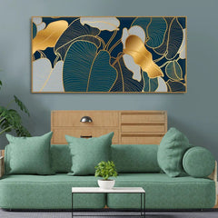 Luxury Golden Art Monstera Leaves Canvas wall Painting - All India Decor