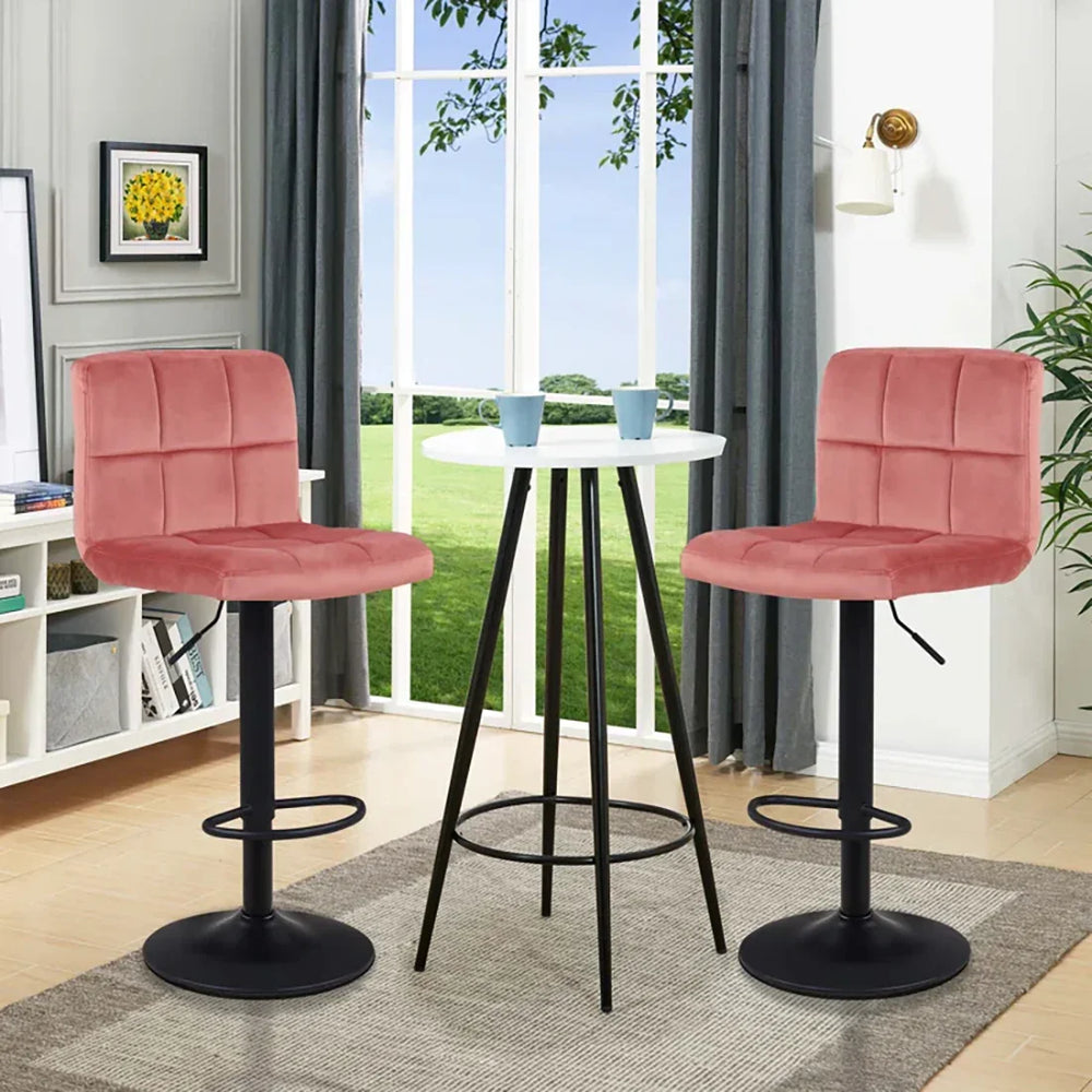 Pink Color Neo Swiel Adjustable Bar Stool - All India Decor